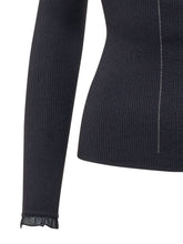 ELISABETTA FRANCHI - Maglia a Coste con Collo Alto - Blu - LIDIASHOPPING® - Official Website