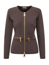 ELISABETTA FRANCHI - Cardigan with Front Zip and Pockets - Brown - LIDIASHOPPING® - Official Website