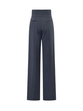 ELISABETTA FRANCHI - Pantaloni a Gamba Ampia con Pieghe - Blu - LIDIASHOPPING® - Official Website