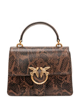 PINKO - Love One Top Handle Bag with Reptile Print - Brown - LIDIASHOPPING® - Official Website