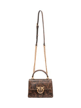 PINKO - Love One Top Handle Bag with Reptile Print - Brown - LIDIASHOPPING® - Official Website