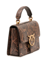 PINKO - Love One Top Handle Bag with Reptile Print - Brown - LIDIASHOPPING® - Official Website