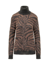 PAROSH - Maglia Dolcevita con Motivo Animalier - Nero - LIDIASHOPPING® - Official Website
