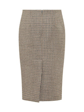 PAROSH - Gonna Midi Pied de Poule - Beige - LIDIASHOPPING® - Official Website