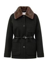 PAROSH - Giacca con Collo Soffice e Cintura - Nero - LIDIASHOPPING® - Official Website