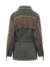 PAROSH - Fringed Studded Jacket - Grey - LIDIASHOPPING® - Official Website