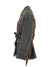 PAROSH - Fringed Studded Jacket - Grey - LIDIASHOPPING® - Official Website