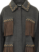 PAROSH - Fringed Studded Jacket - Grey - LIDIASHOPPING® - Official Website