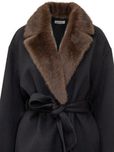 PAROSH - Long Coat with Soft Collar - Blue - LIDIASHOPPING® - Official Website