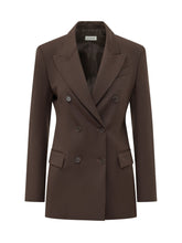 PAROSH - Double Breasted Jacket with Peak Lapels - Brown - LIDIASHOPPING® - Official Website