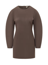 PAROSH - Abito Mini con Maniche Strutturate - Marrone - LIDIASHOPPING® - Official Website