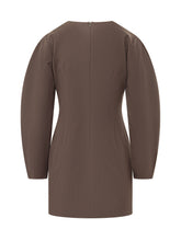 PAROSH - Abito Mini con Maniche Strutturate - Marrone - LIDIASHOPPING® - Official Website