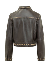 PAROSH - Giubbotto con Borchie e Tasche Applicate - Marrone - LIDIASHOPPING® - Official Website