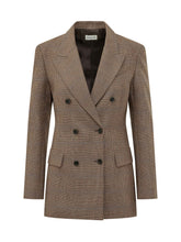 PAROSH - Checked Double Breasted Jacket - Brown - LIDIASHOPPING® - Official Website