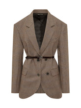 PAROSH - Checked Jacket with Belt - Brown - LIDIASHOPPING® - Official Website