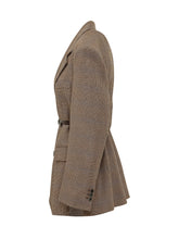PAROSH - Checked Jacket with Belt - Brown - LIDIASHOPPING® - Official Website