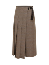 PAROSH - Checked Midi Skirt with Belt - Brown - LIDIASHOPPING® - Official Website