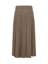PAROSH - Checked Midi Skirt with Belt - Brown - LIDIASHOPPING® - Official Website