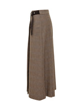 PAROSH - Checked Midi Skirt with Belt - Brown - LIDIASHOPPING® - Official Website