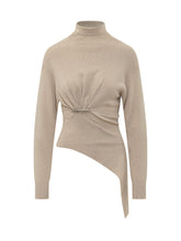 LANVIN - Maglia Drappeggiata con Collo Alto - Beige - LIDIASHOPPING® - Official Website