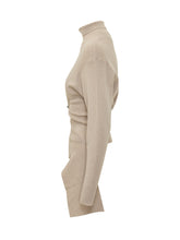LANVIN - Maglia Drappeggiata con Collo Alto - Beige - LIDIASHOPPING® - Official Website