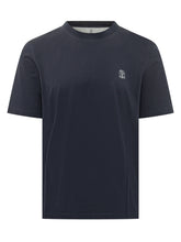 BRUNELLO CUCINELLI - T-shirt Girocollo con Ricamo - Blu - LIDIASHOPPING® - Official Website