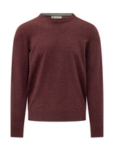 BRUNELLO CUCINELLI - Maglia Girocollo con Bordi a Coste - Rosso - LIDIASHOPPING® - Official Website