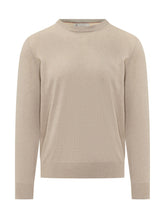 BRUNELLO CUCINELLI - Crewneck Sweater with Straight Shape - Beige - LIDIASHOPPING® - Official Website