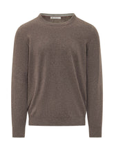 BRUNELLO CUCINELLI - Crewneck Sweater with Ribbed Trims - Brown - LIDIASHOPPING® - Official Website