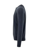 BRUNELLO CUCINELLI - Pullover a Girocollo con Bordi a Coste - Blu - LIDIASHOPPING® - Official Website