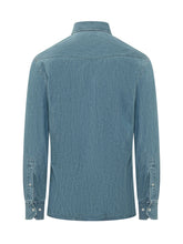 BRUNELLO CUCINELLI - Camicia Western con Tasche Applicate - Blu - LIDIASHOPPING® - Official Website