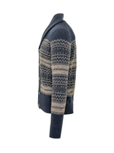 BRUNELLO CUCINELLI - Cardigan with Shawl Collar and Geometric Pattern - Blue - LIDIASHOPPING® - Official Website