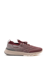 BRUNELLO CUCINELLI - Low Top Sneaker with Ribbed Collar - Red - LIDIASHOPPING® - Official Website