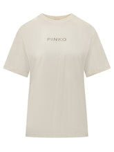 PINKO - T-shirt con Dettaglio Strass - Beige - LIDIASHOPPING® - Official Website