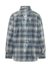 PINKO - Orchidea Overshirt Check con Paillettes - Blu - LIDIASHOPPING® - Official Website