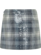 PINKO - Gongora Check Mini Sequin Skirt with Pleats - Blue - LIDIASHOPPING® - Official Website
