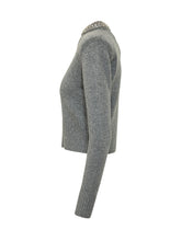 PINKO - Berlino Cropped Sweater with Embellished Neck - Grey - LIDIASHOPPING® - Official Website