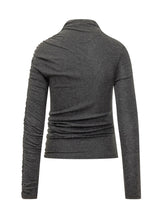 PINKO - Top Loto con Drappeggio Asimmetrico - Grigio - LIDIASHOPPING® - Official Website