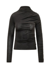 PINKO - Top Loto con Drappeggio Asimmetrico - Nero - LIDIASHOPPING® - Official Website