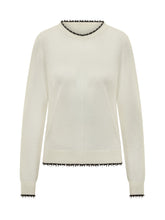 PINKO - Maglia Pamplona con Profili Sfrangiati - Bianco - LIDIASHOPPING® - Official Website