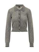 PINKO - Madrid Cardigan con Bordi Sfrangiati - Grigio - LIDIASHOPPING® - Official Website
