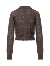 PINKO - Madrid Cardigan con Bordi Sfrangiati - Marrone - LIDIASHOPPING® - Official Website