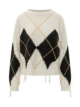 PINKO - Berna Sweater with Argyle Motif - - LIDIASHOPPING® - Official Website