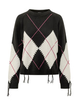 PINKO - Berna Maglia con Motivo Argyle - Nero - LIDIASHOPPING® - Official Website