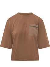 BRUNELLO CUCINELLI - Wide T-shirt with Pocket - Brown - LIDIASHOPPING® - Official Website