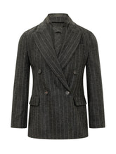 BRUNELLO CUCINELLI - Double Breasted Pinstripe Jacket - Black - LIDIASHOPPING® - Official Website