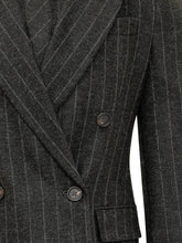 BRUNELLO CUCINELLI - Double Breasted Pinstripe Jacket - Black - LIDIASHOPPING® - Official Website