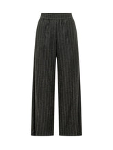 BRUNELLO CUCINELLI - Pantaloni Gessati a Gamba Ampia - Nero - LIDIASHOPPING® - Official Website