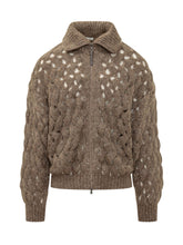 BRUNELLO CUCINELLI - Cardigan con Zip e Lavorazione a Trecce - Marrone - LIDIASHOPPING® - Official Website