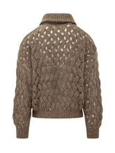 BRUNELLO CUCINELLI - Cardigan con Zip e Lavorazione a Trecce - Marrone - LIDIASHOPPING® - Official Website